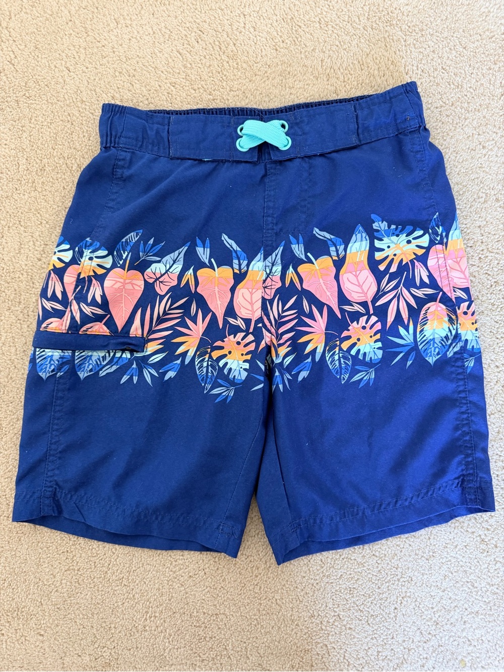 3/$15 Bundle Wave Zone Boys Tropical Swim Trunks Size 8 Palm Leaf Board Shorts
